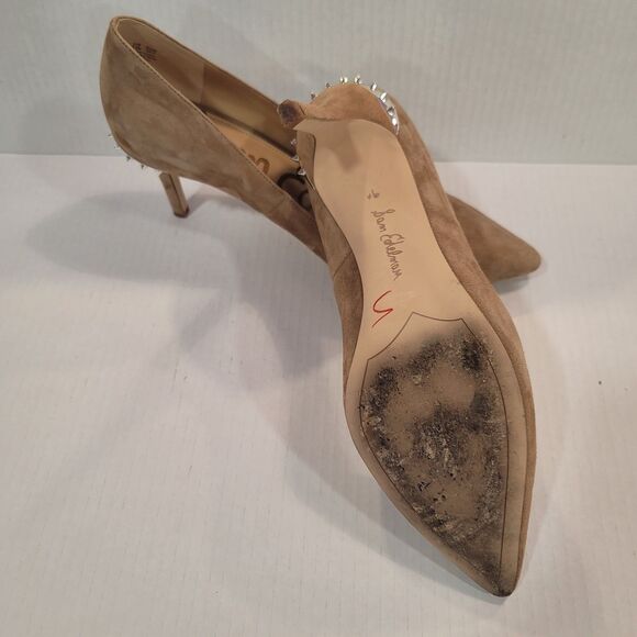 Sam Edelman Tonia Tan Suede Leather Spikes Heels Size 9.5M Pointed Toe Pump - Picture 7 of 8